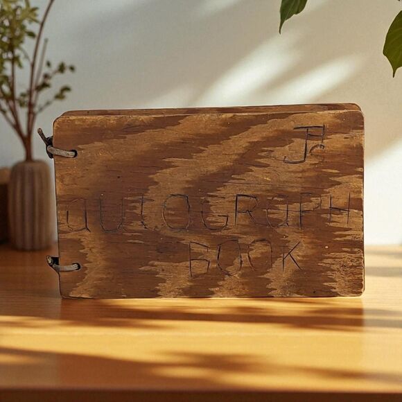 1948 High School Autograph Book: Vintage Wooden Cover Memory Book - Picture 1 of 7